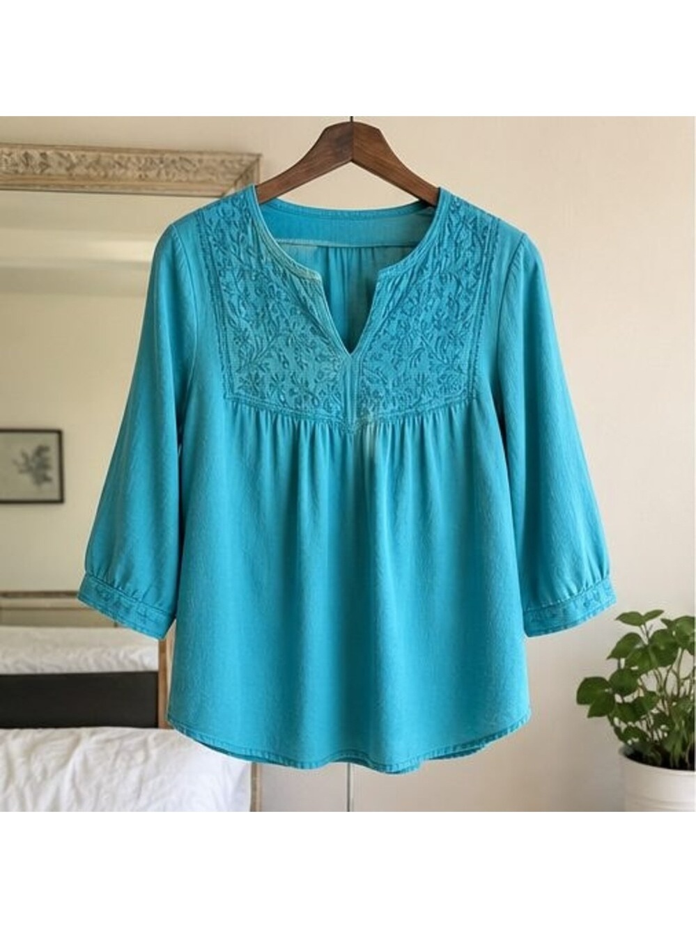 Charcoal Smocked Top